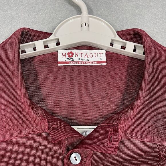 VTG Mondagut Paris Polo Shirt Mens XL Red Golf Embroidered Made in France - Picture 2 of 8